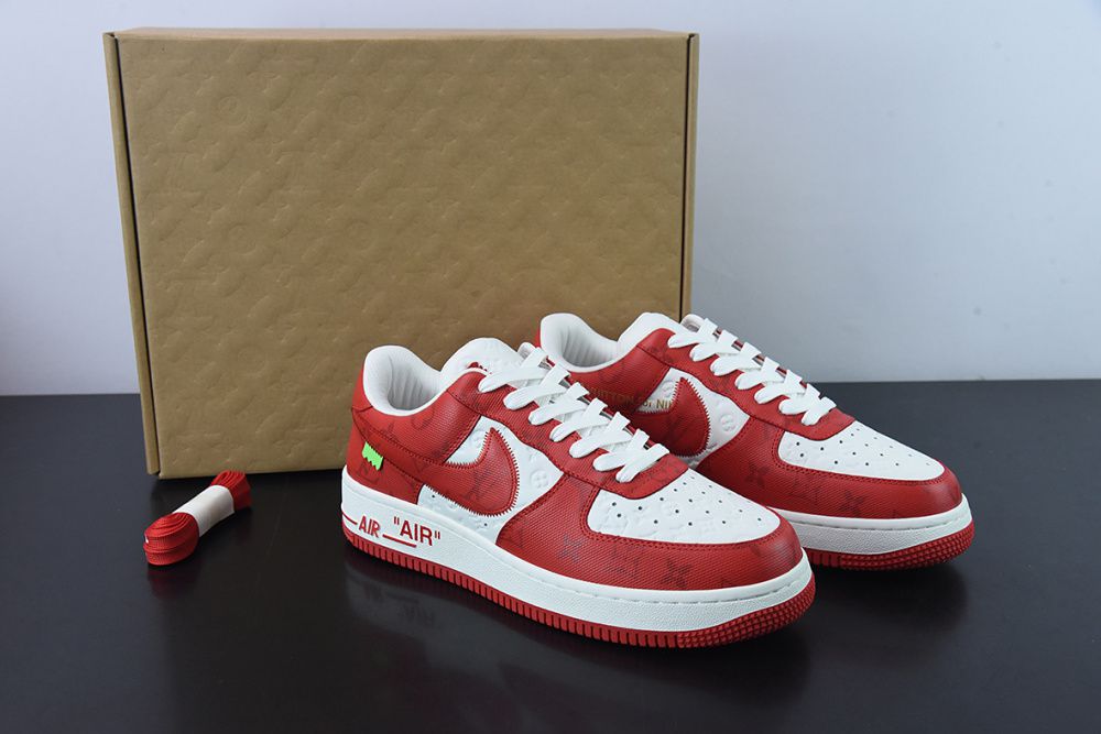 Tênis Louis Vuitton Nike Air Force 1 Low By Virgil Abloh White Red