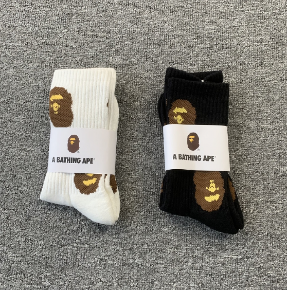 2 Pares Meias Classic Bape Head Socks