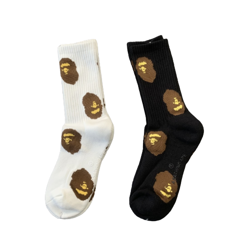 2 Pares Meias Classic Bape Head Socks