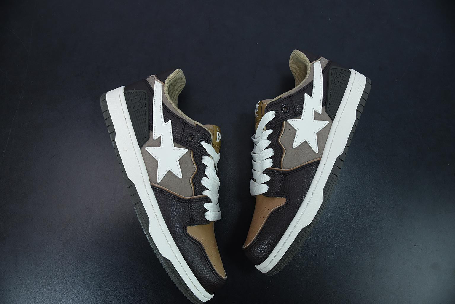 Tênis Bathing Ape SK8 Sta Low Brown Gray