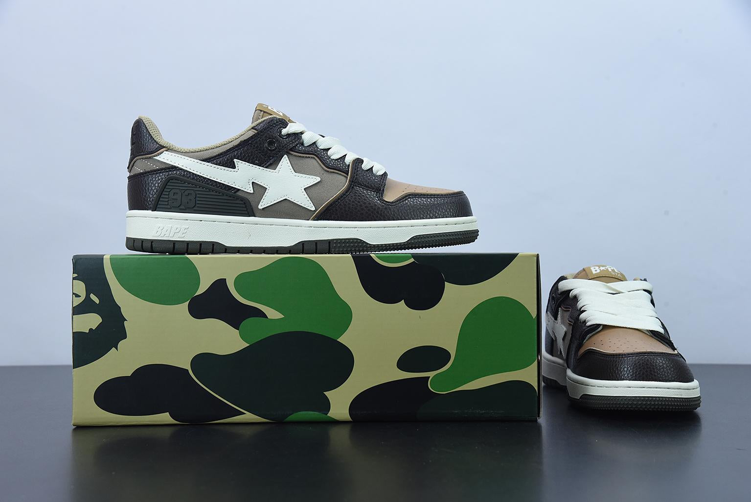 Tênis Bathing Ape SK8 Sta Low Brown Gray