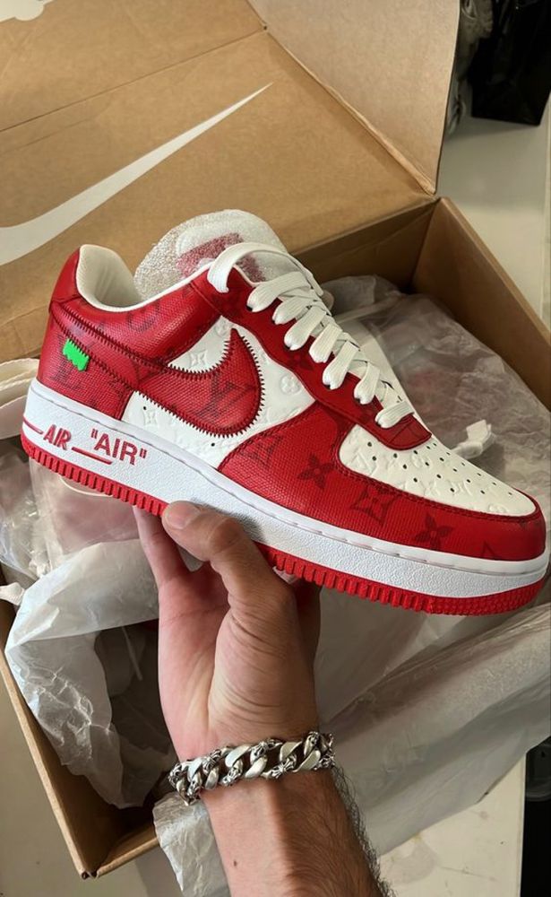 Tênis Louis Vuitton Nike Air Force 1 Low By Virgil Abloh White Red